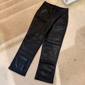 NEW ASOS Petite Black Faux Leather Trouser Pants